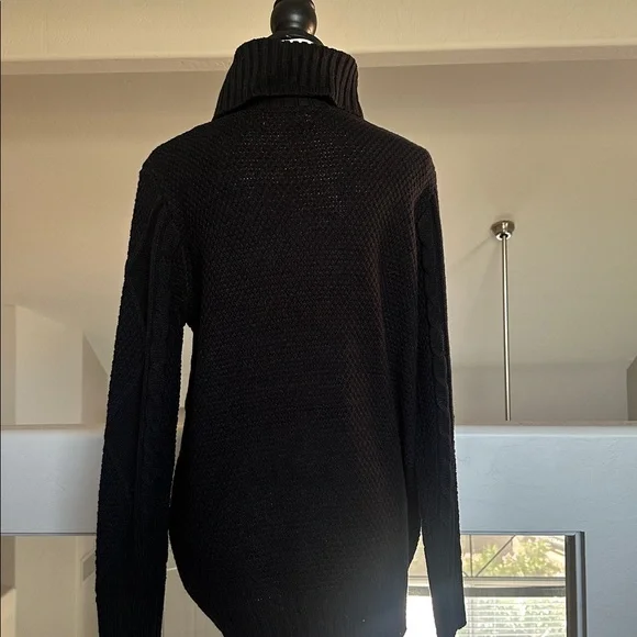 ZENANA Black Cable-Knit Turtleneck Sweater - Women's - Picture 4 of 4